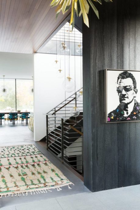 A modern and stylish interior space with sleek architectural features and artistic decor.