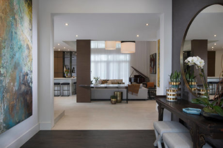 Luxurious open-concept living space with modernized interior design elements.