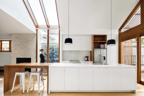 Contemporary kitchen with clean lines, wood accents, and natural light.