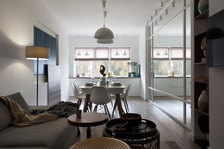 Scandinavian-style living room with minimalist decor and natural light.