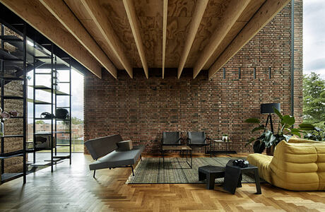 Brick House with Rammed Earth Wall by Ast77