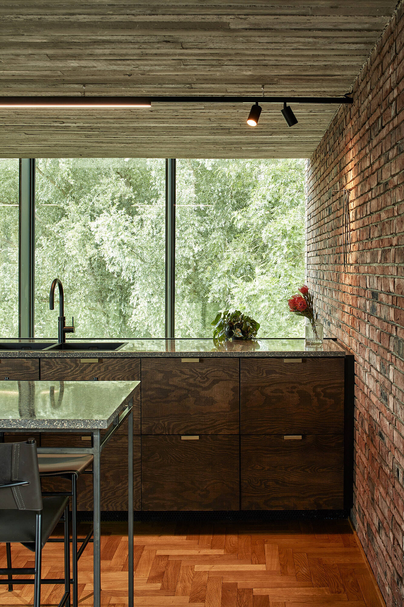 Brick House with Rammed Earth Wall by Ast77