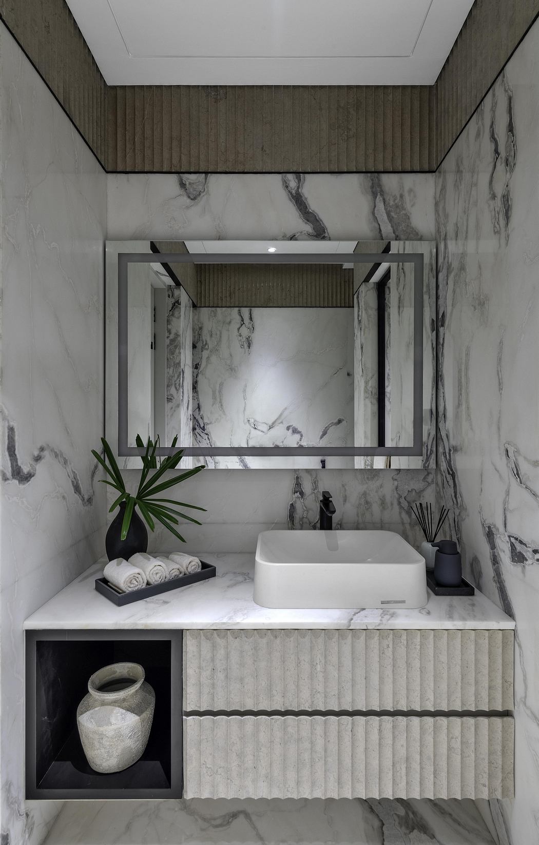 Penthouse: Luxury Apartment Design by Atelier Design N Domain - Luxury Penthouse Condo Geometric Tile Design