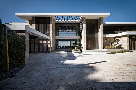 Sleek, modern architectural design featuring clean lines, open spaces, and natural materials.