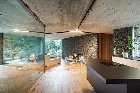 Banánka House features Y-Shaped Floor Plan Dividing Garden into Segments - 4