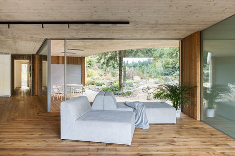 Banánka House features Y-Shaped Floor Plan Dividing Garden into Segments - 5