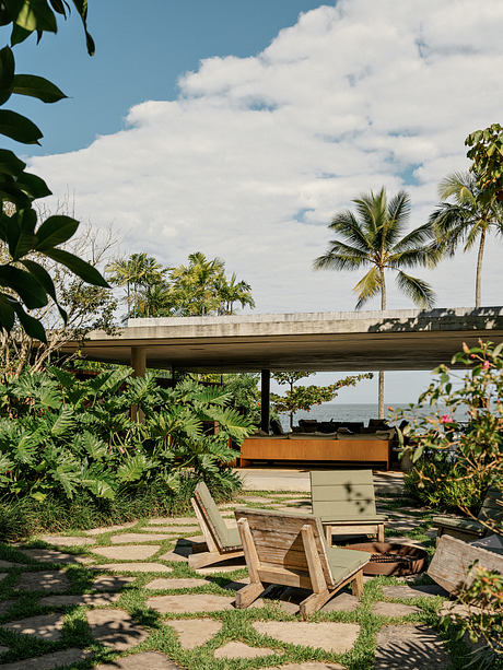 Patios House Landscaping: Lush Paths Guide A Seaside Home - 5