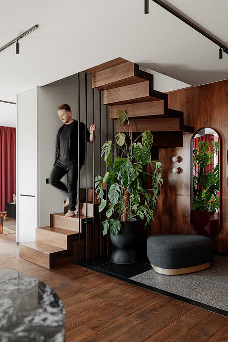 KSS Apartment Frames Warm Modern Interiors with Marble and Velvet - 5