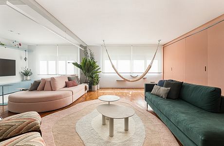 Aperol Apartment Balances Playful Color With Warm Cumaru Craft
