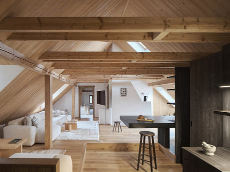 Cottage a Vysočina Recasts The Attic With Dark Timber - 1
