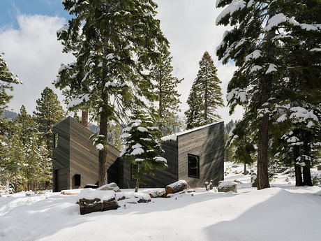 Staggered Cabin Uses Shed Roofs to Fit a Steep Mountain Site - 11